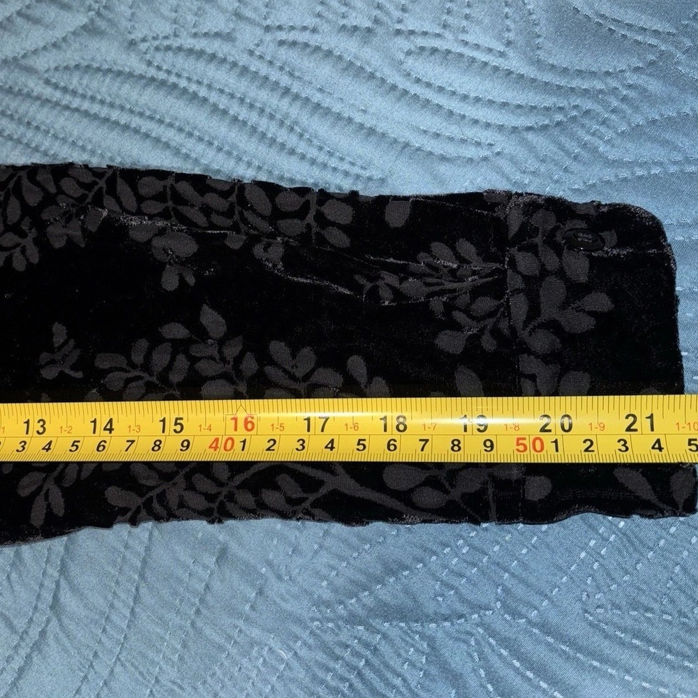 August‎ Silk Womens 8 Sheer Leaf Black Velvet Burnout Button Down Shirt Kawaii - Picture 5 of 8